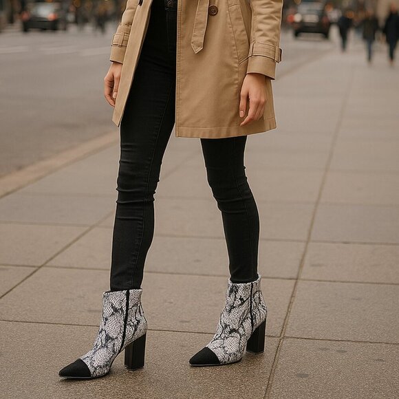 42 GOLD KIKI LEATHER SNAKESKIN CUT OUT ANKLE BOOTS Sz 9 - Picture 8 of 8